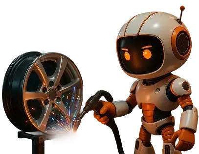 Робот приваривет диск