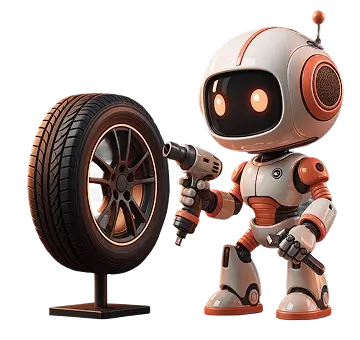 Робот ремонтирует колесо